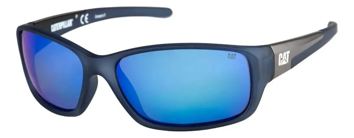 Lente De Sol Cat Caterpillar Sensor Blue Polarizadas Uv400 Océano Azul Acero Negro