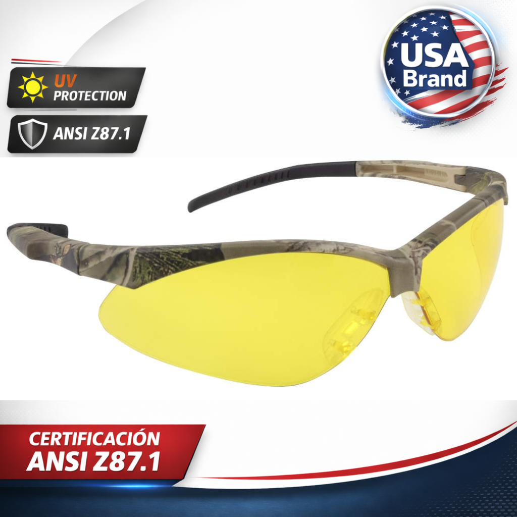 Lentes de seguridad deportiva RADIANS AMBAR ANSI Z87 99%UV FLEXIBLE USA BRAND
